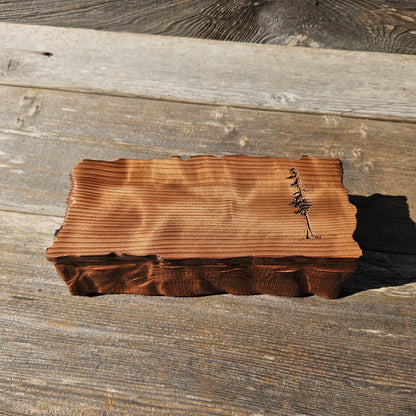Handmade Wood Box with Redwood Tree Engraved Rustic Handmade Curly Wood #606 California Redwood Jewelry Box Storage Box