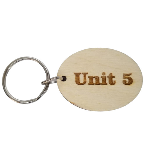 Unit Number Wood Keychain Key Ring Keychain Gift - Key Chain Key Tag Key Ring Key Fob - Storage Unit Number Text Key Marker