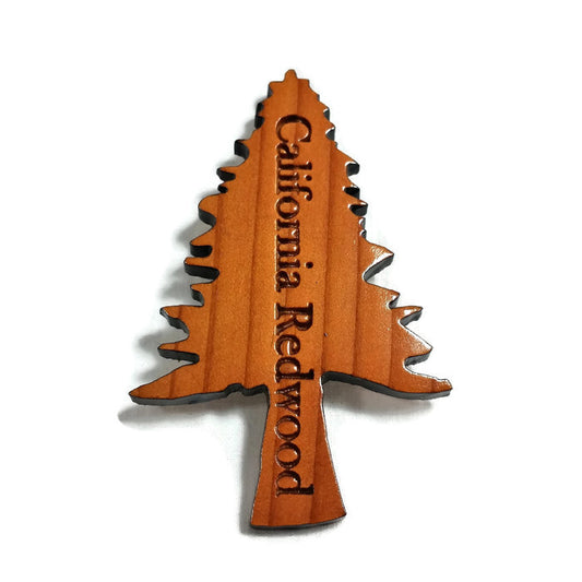 Tree Magnet Handcrafted Wood Souvenir California Redwood Handmade Made in USA - 4001