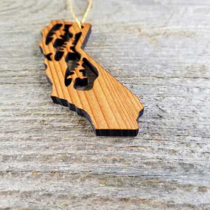 California State Wood Christmas Ornament Redwood Laser Cut Made in USA Souvenir - 1070 blank