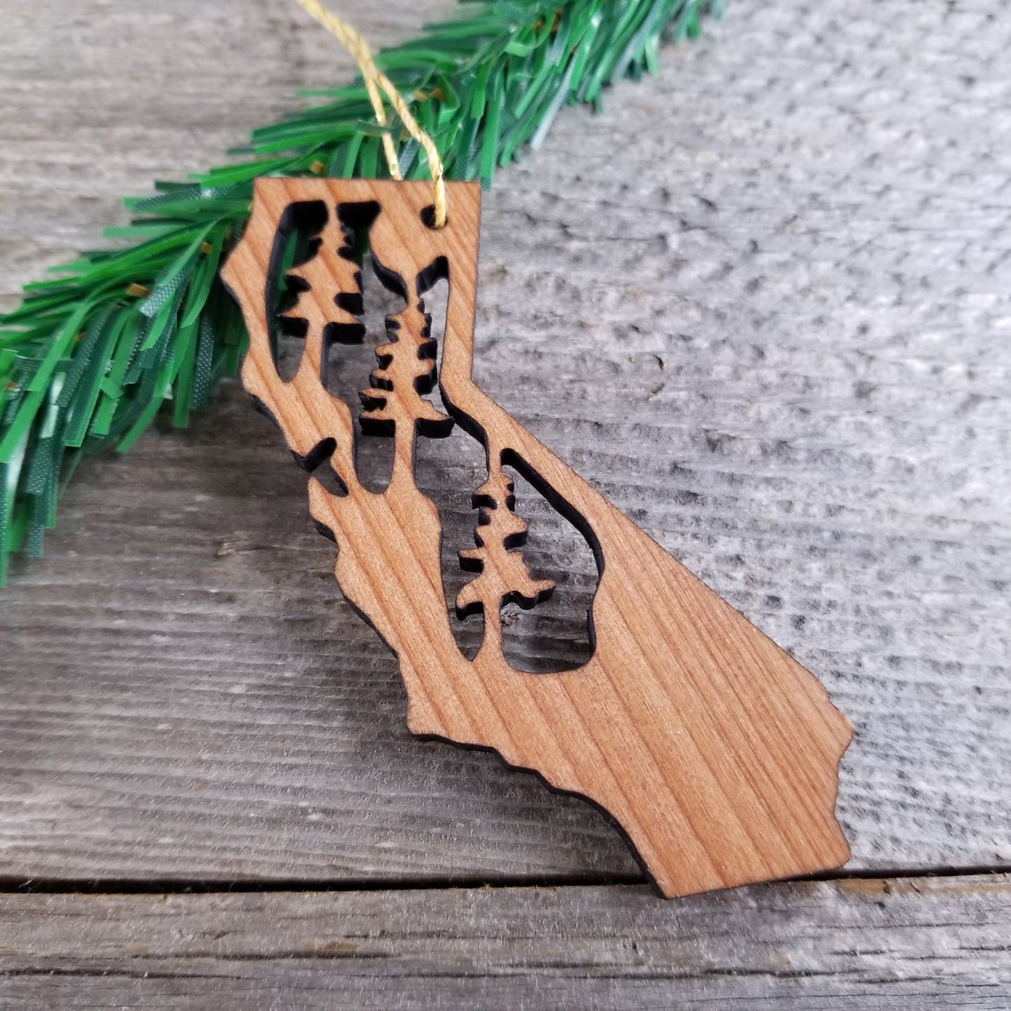 California State Wood Christmas Ornament Redwood Laser Cut Made in USA Souvenir - 1070 blank