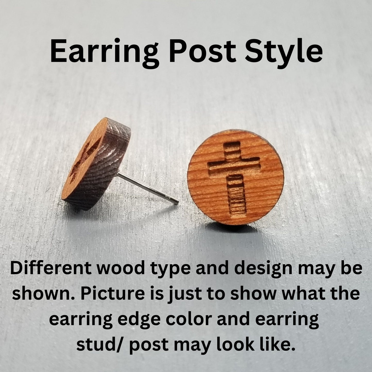 Crescent Moon and Stars Earrings - Cherry Wood Earrings - Stud Earrings - Post Earrings - Night Sky Celestial