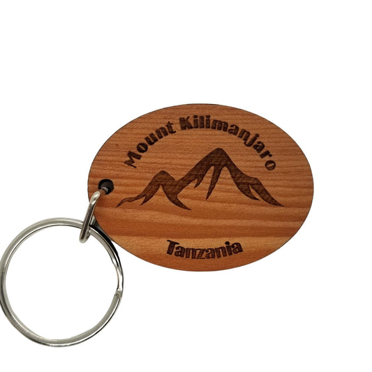 Mount Kilimanjaro Keychain Tanzania Mountains Wood Keyring Africa Souvenir Travel Gift Key Tag Bag  - KC8076
