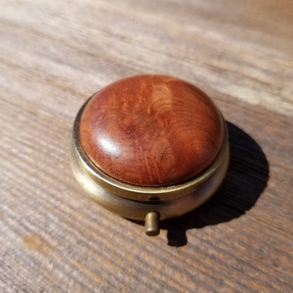 California Burl  Handmade Pill Box 3 Sections Redwood Top Souvenir - 1015 ASST