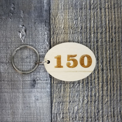 Choose Your Number Wood Keychain Key Ring Keychain Gift - Key Chain Key Tag Key Ring Key Fob - Room Number Text Key Marker