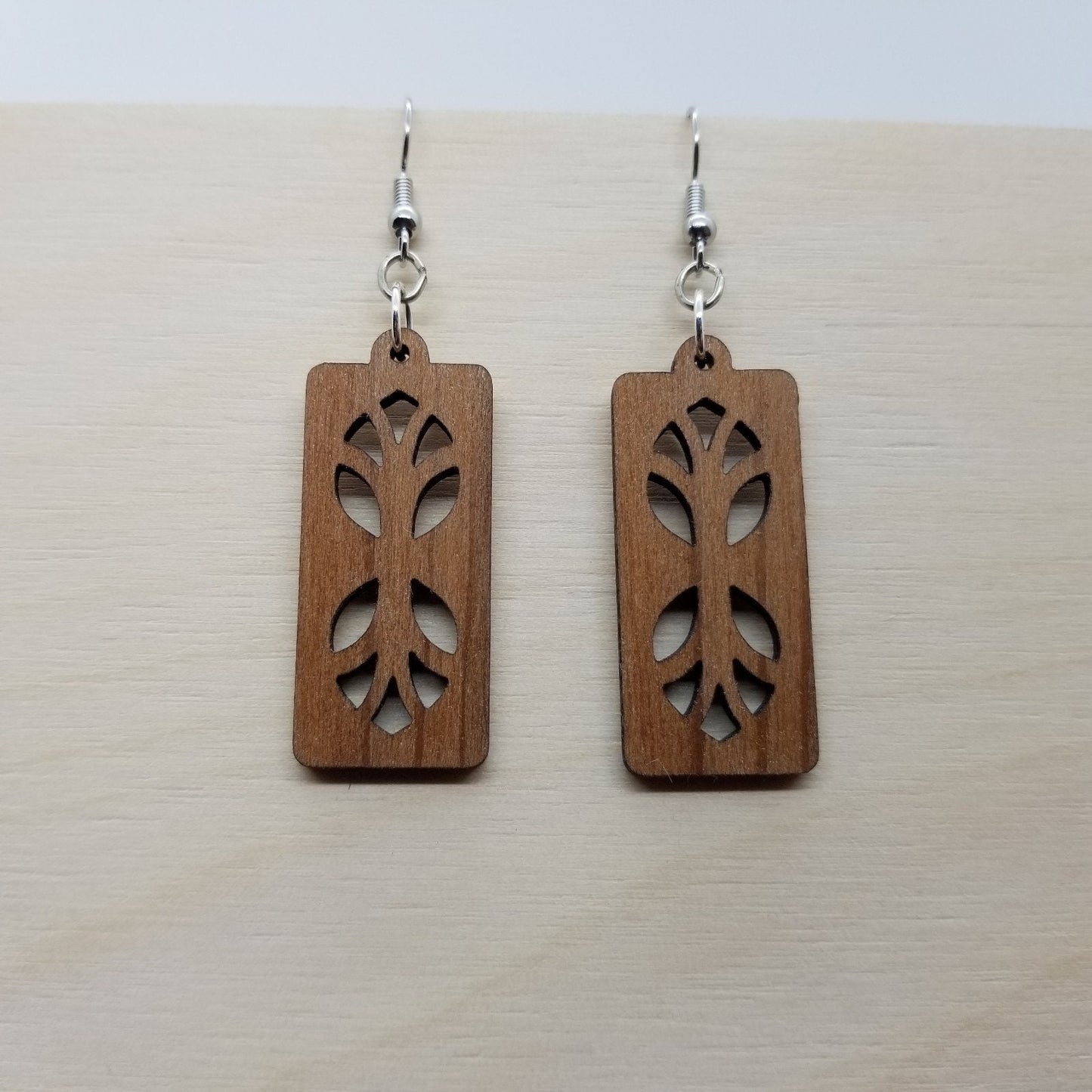 Wood Earrings - Cutout Branches or Tree Earrings - Dangle Earrings - CA Souvenir Keepsake - Anniversary Gift D21