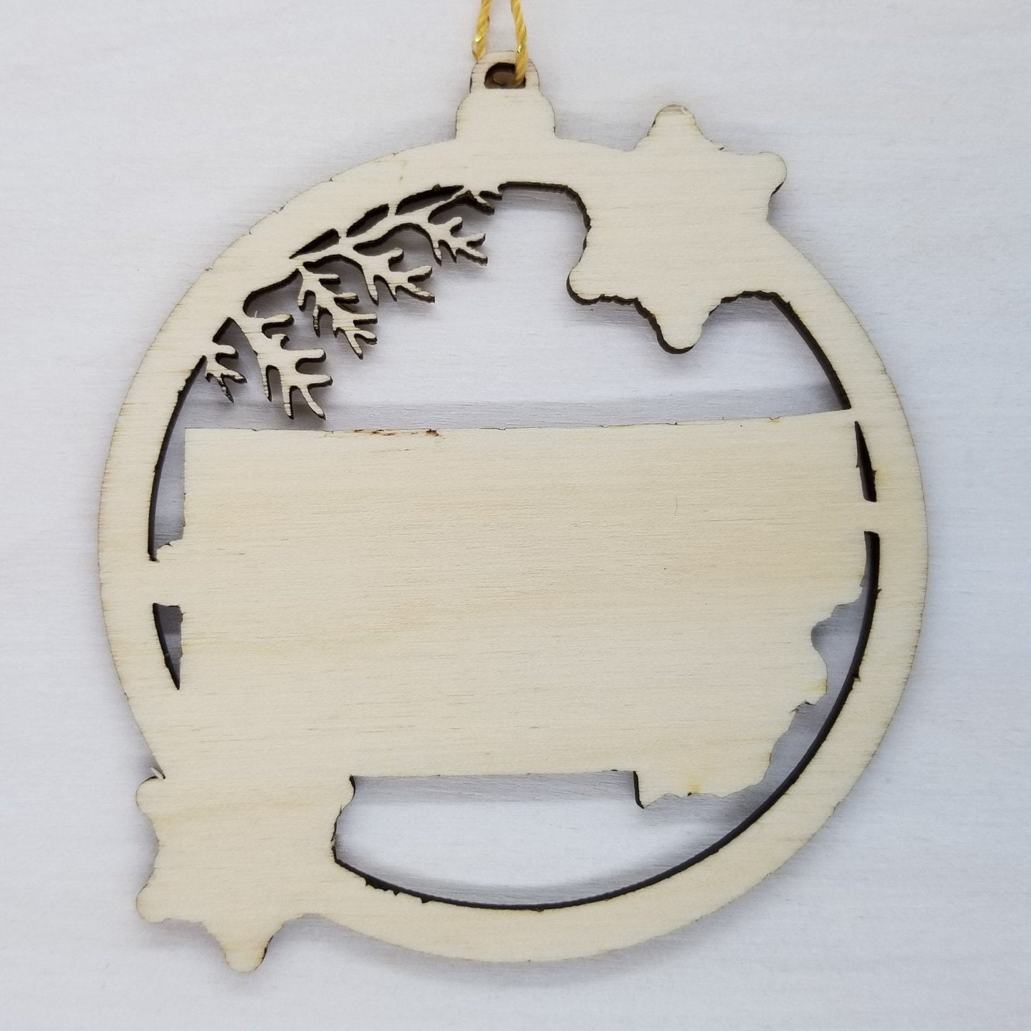 Montana Ornament - State Shape with Snowflakes Cutout MT - Handmade Wood Souvenir - 15433