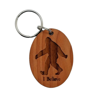 Bigfoot I Believe Wood Keychain Sasquatch - Bigfoot Believer Gift - 4081