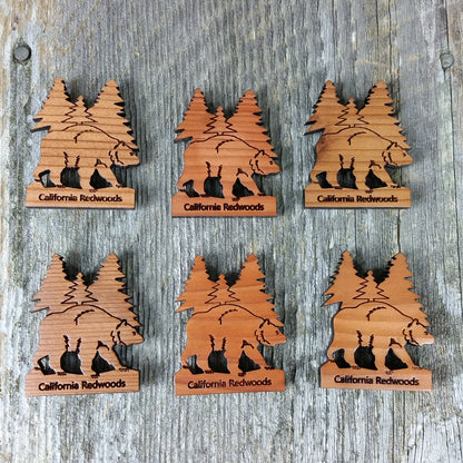 California Redwoods Bear Tree Wood Refrigerator Magnet Souvenir Made in USA - 4002