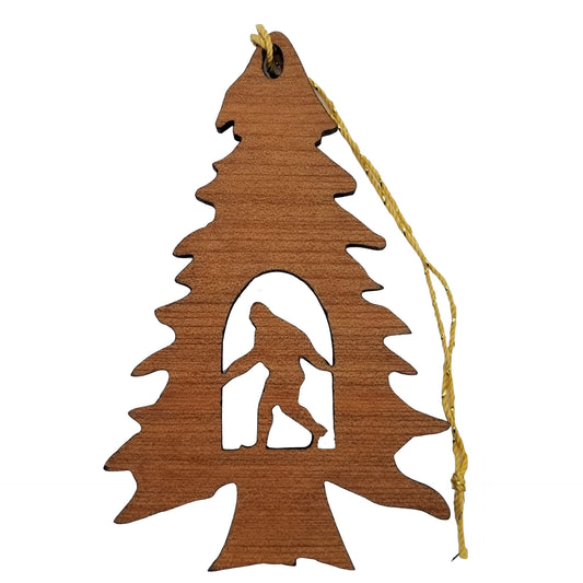 Bigfoot In Tree Ornament - California Redwoods Wood Souvenir - 15020