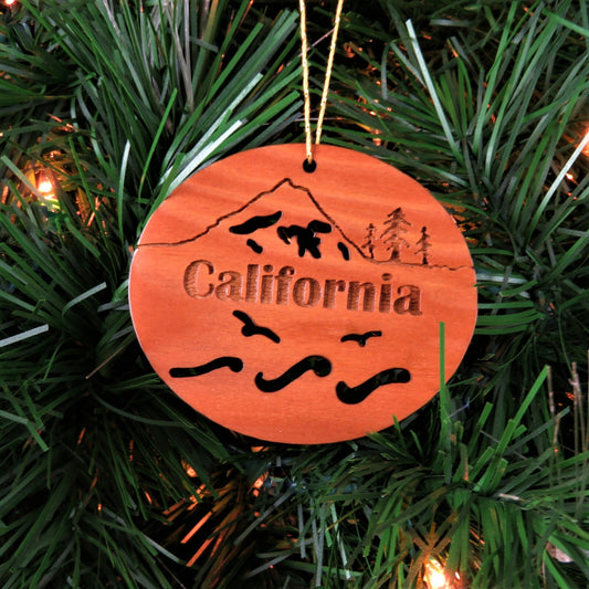 California Christmas Ornament Oval Wood Souvenir - 15001