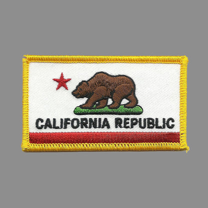 California Patch Grizzly Bear CA Republic Flag Souvenir Iron On Badge Emblem Applique Iron