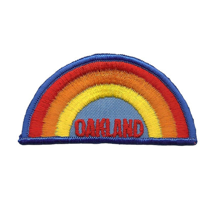 Vintage Oakland SEW On Patch - Rainbow Blue Border California - 10116b