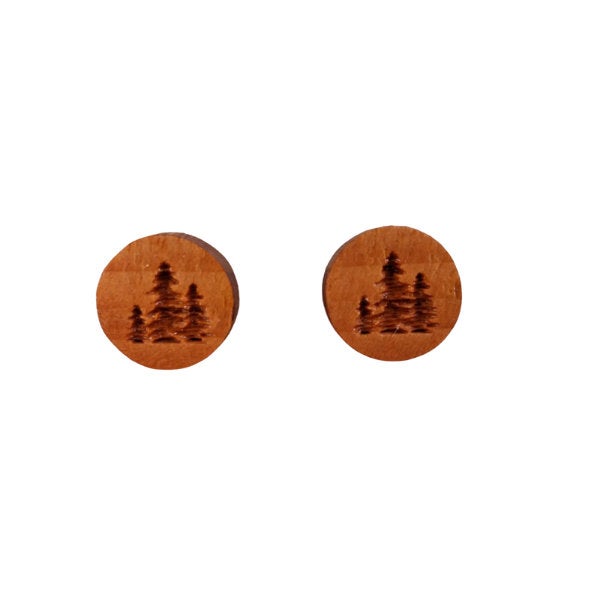 Tree Earrings - Wood Earrings - Stud Earrings - CA Souvenir Keepsake - Post Earrings - Trees Forest