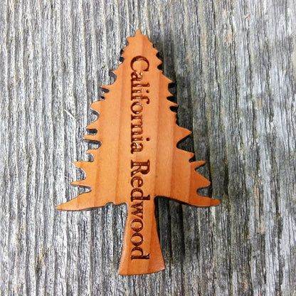 Tree Magnet Handcrafted Wood Souvenir California Redwood Handmade Made in USA - 4001