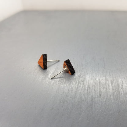 Triangle Wood Earrings - Wood Stud Earrings