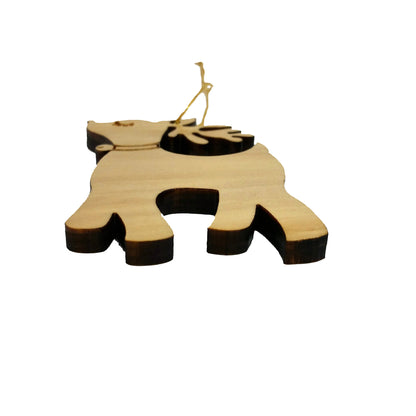 Wood Christmas Ornament Reindeer with Bell California Redwoods Laser Cut Handmade Wood Ornament Made in USA White Wood Christmas Home Decor