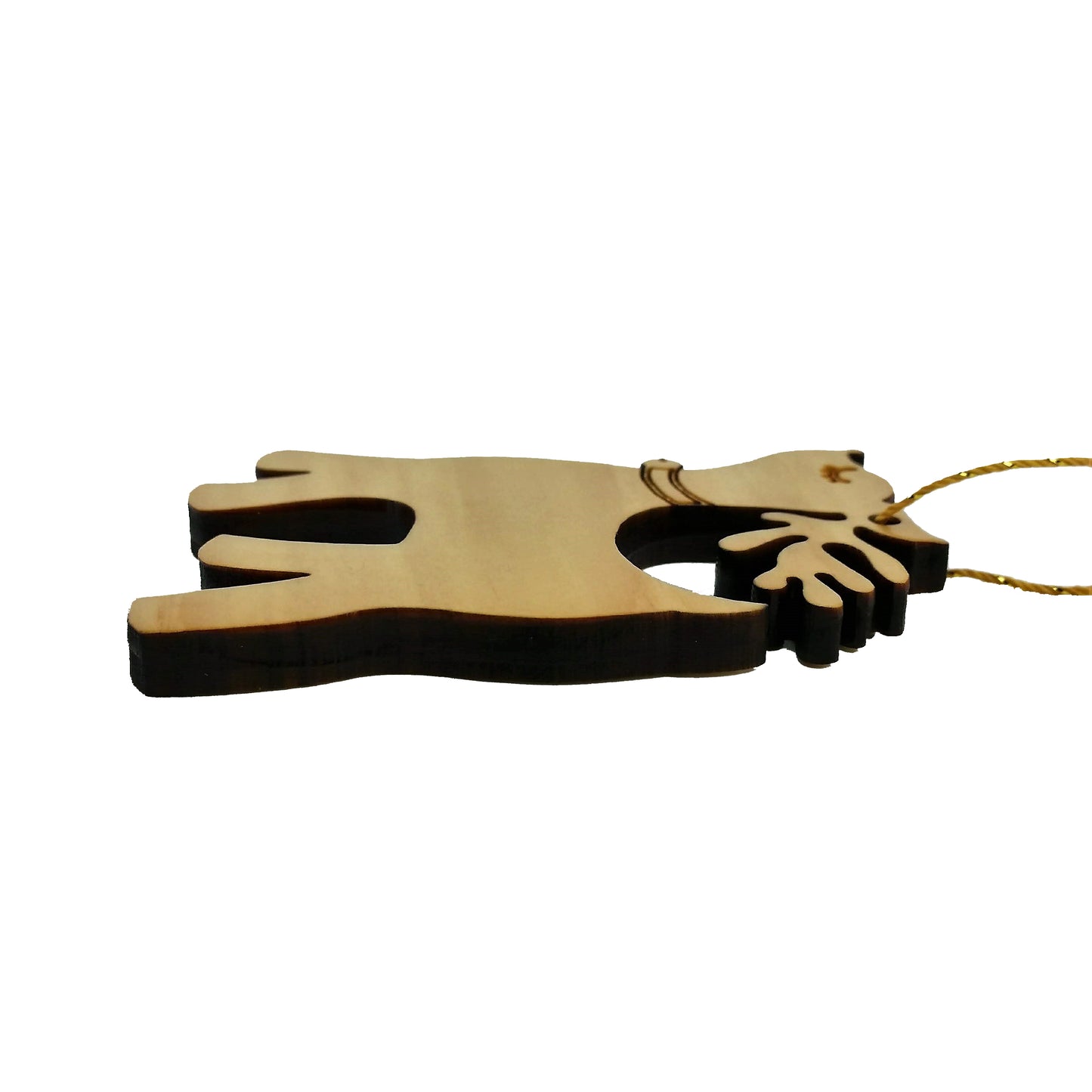 Wood Christmas Ornament Reindeer with Bell California Redwoods Laser Cut Handmade Wood Ornament Made in USA White Wood Christmas Home Decor