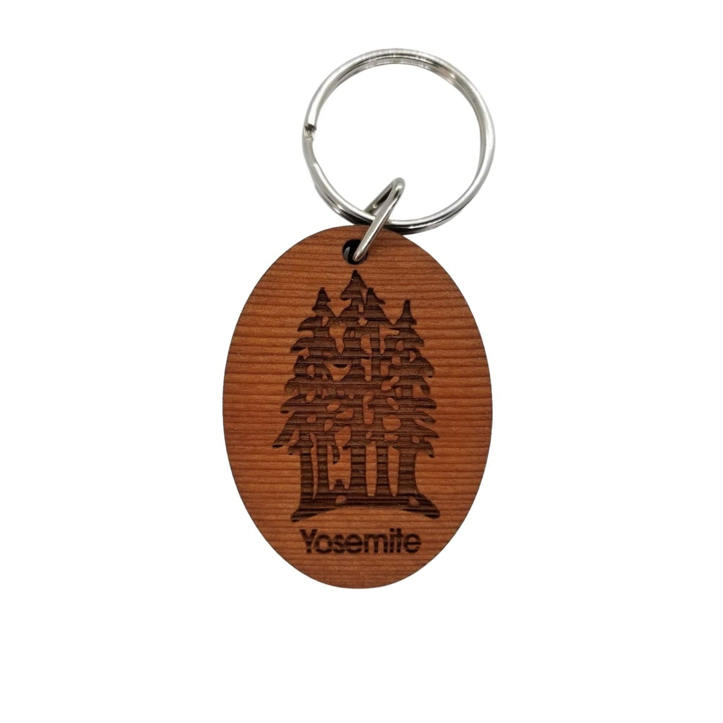 Yosemite National Park Redwood Trees Grove Wood Keychain California Souvenir Travel Gift - Wood Gift Key Chain Key Tag Key Ring - KC-8011