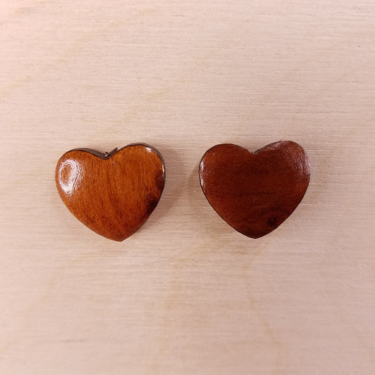 Redwood Earrings - Heart Wood Earrings - California Redwood Stud Earrings - Redwood Burl