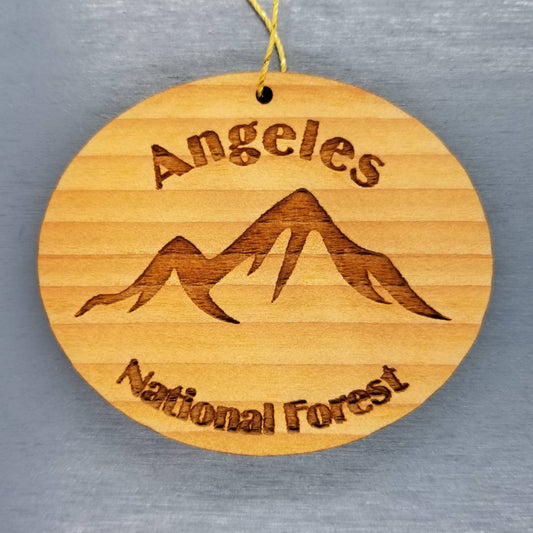 Angeles National Forest Ornament Handmade Wood Ornament California Souvenir CA San Gabriel Mountains Resort Ski Skiing Skier Snowmobiling