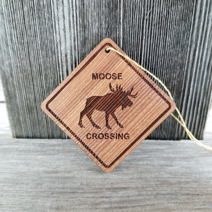 Moose Crossing Ornament - Wood Souvenir - 15160
