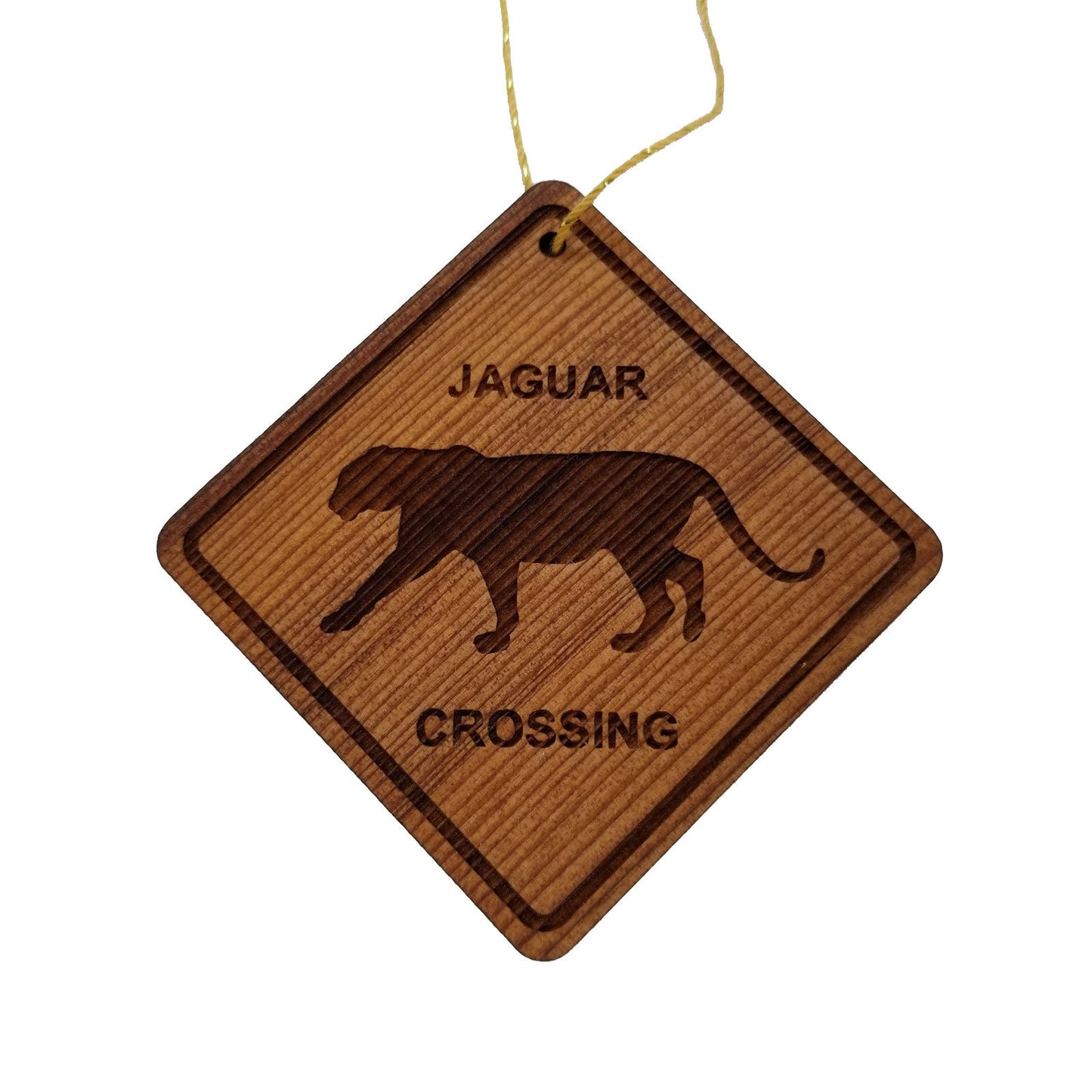Jaguar Crossing Ornament - Wood Souvenir - 15223
