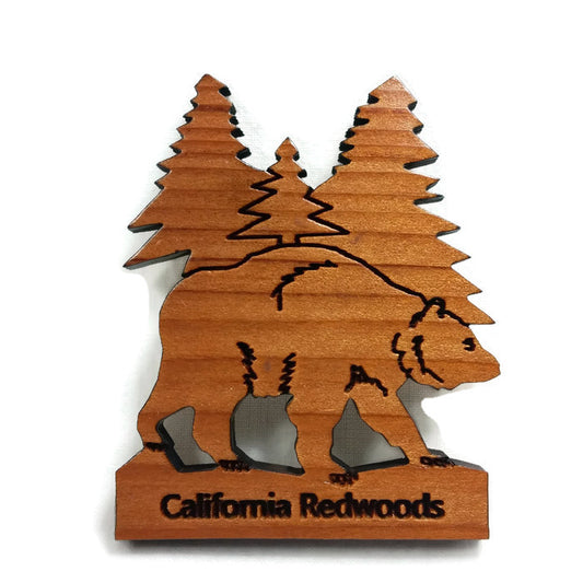 California Redwoods Bear Tree Wood Refrigerator Magnet Souvenir Made in USA - 4002