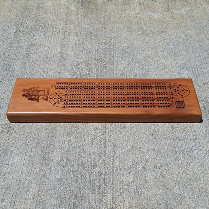 Redwood Wood Cribbage Board Handmade Laser Engraved 3 Player - 3147 ASST
