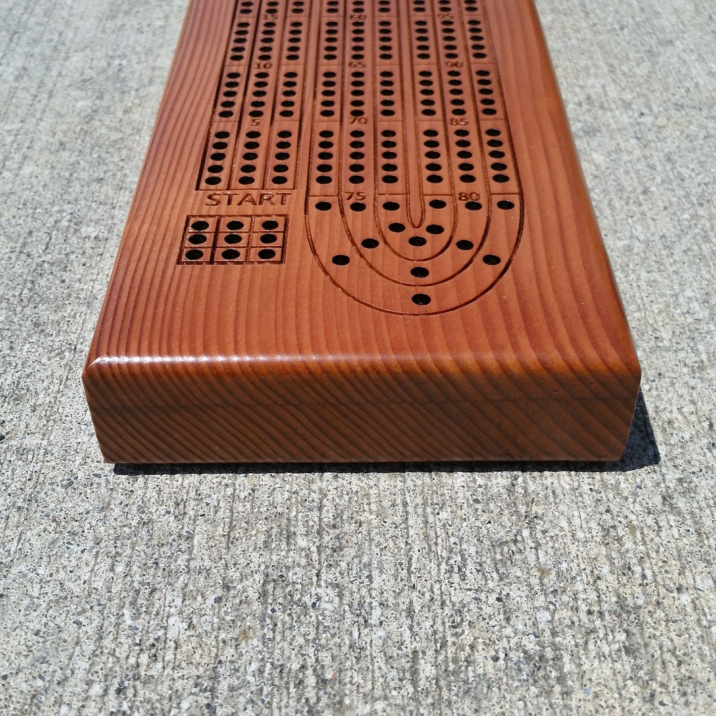 Redwood Wood Cribbage Board Handmade Laser Engraved 3 Player - 3147 ASST
