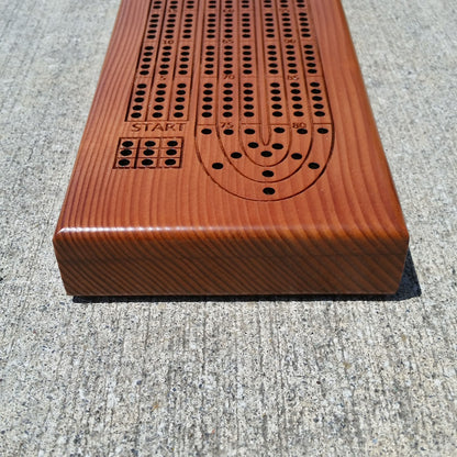 Redwood Wood Cribbage Board Handmade Laser Engraved 3 Player - 3147 ASST