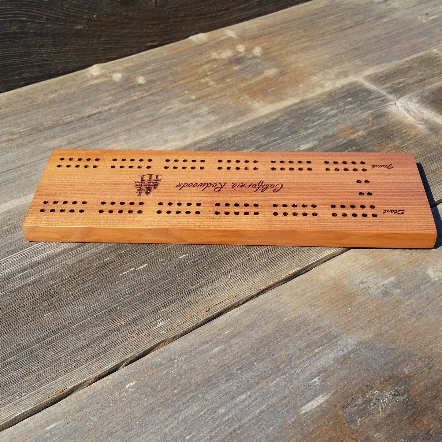 California Redwood Cribbage Board Card Game Handmade 2 Player - 3146 ASST