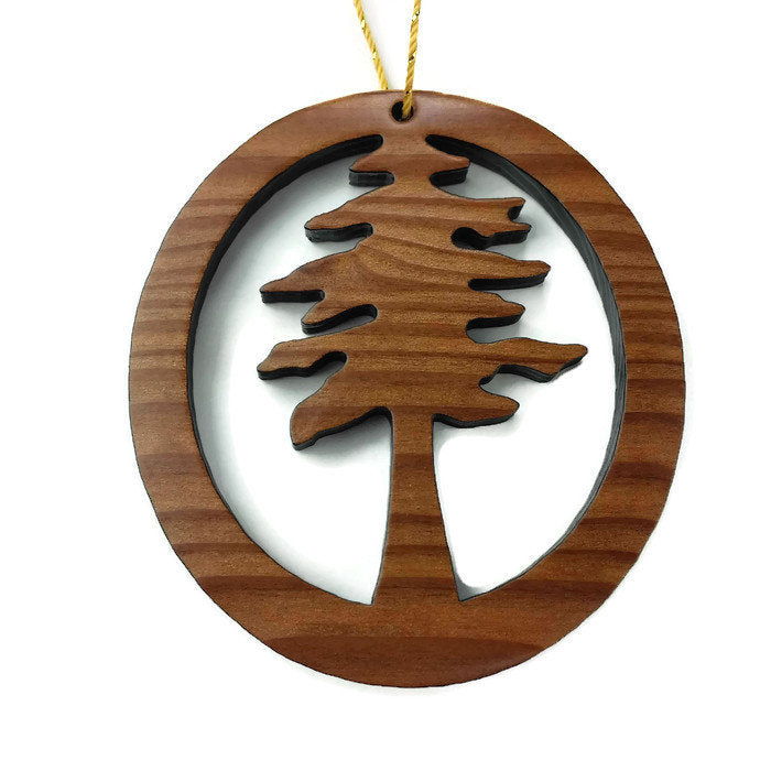 Wood Christmas Ornament Redwood Tree -15003