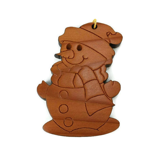 Snowman Christmas Ornament Handmade Wood - 1060L