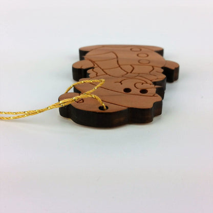 Snowman Christmas Ornament Handmade Wood - 1060L