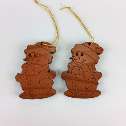 Snowman Christmas Ornament Handmade Wood - 1060L