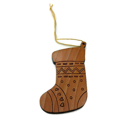 Heart Stocking Christmas Ornament Handmade Wood - 1063L