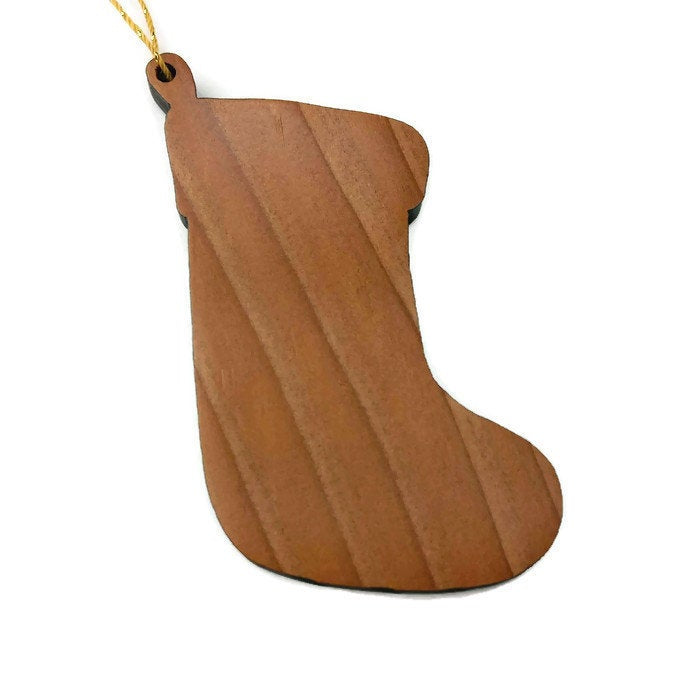 Heart Stocking Christmas Ornament Handmade Wood - 1063L