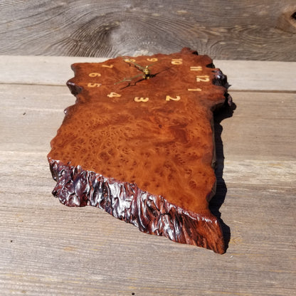 Redwood Clock Handmade Wall Hanging Rustic Wedding Gift Burl Live Edge #357 Mini Wall Clock - California Redwood - Anniversary Gift