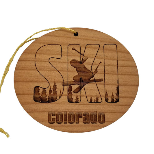 Colorado Ski Ornament - Wood Souvenir - 15345